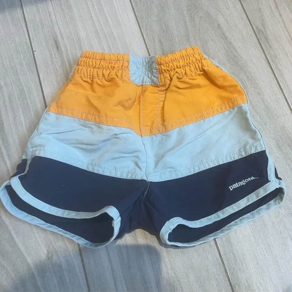 Patagonia Kids Color Block Shorts (3T)- Orange, Blue, and Navy